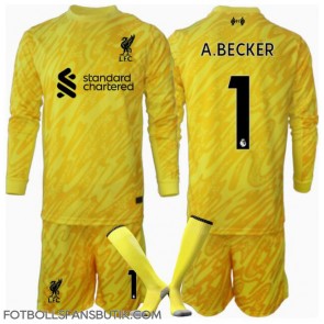 Liverpool Alisson Becker #1 Målvakt Replika Tredje Tröja Barn 2024-25 Långärmad (+ Korta byxor)